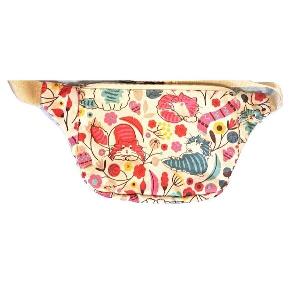 Lily Bloom Fanny Pack Multicolor Floral and Cat Print Bag - Picture 3 of 6